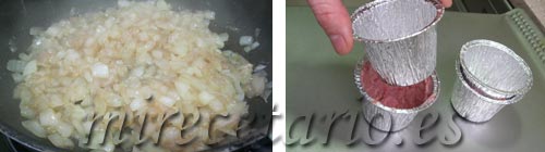 La cebolla y los moldes para hacer los volauvent