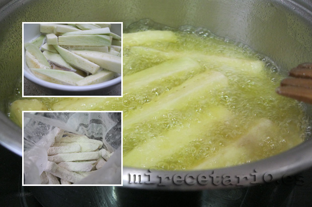 Elaboración de las berenjenas fritas