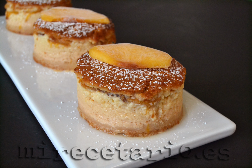 Bizcocho-puding de Melocotón de Calanda y Chocolate Blanco #Congelandoelverano