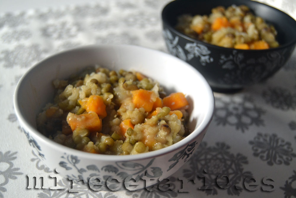 Soja verde guisada con boniatos {Recetas Saludables}